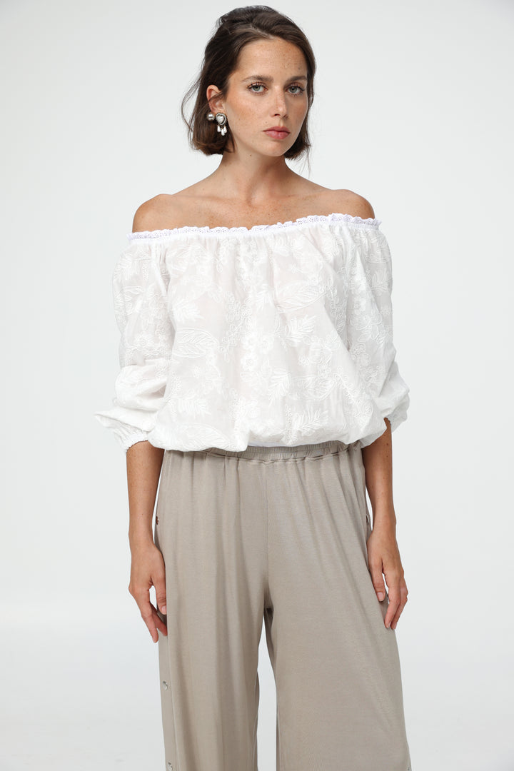 White Off-Shoulder Bodysuit