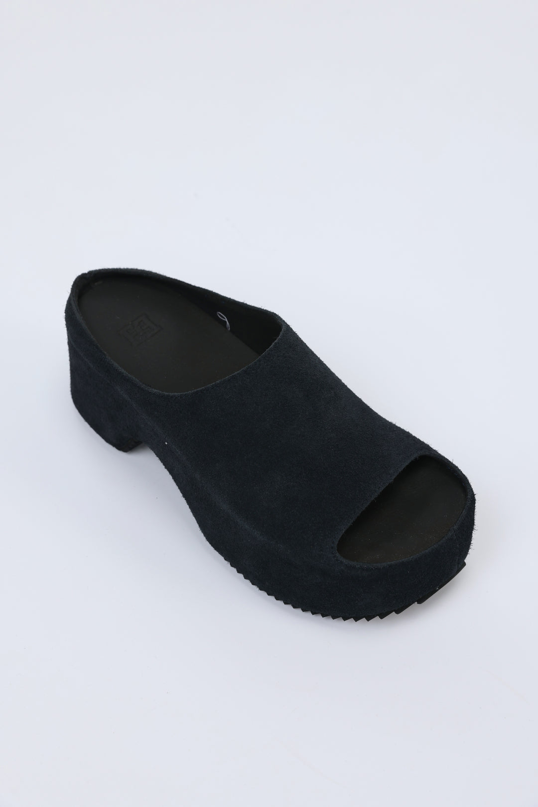 Black Textured Suede Open-Toe Clogs
