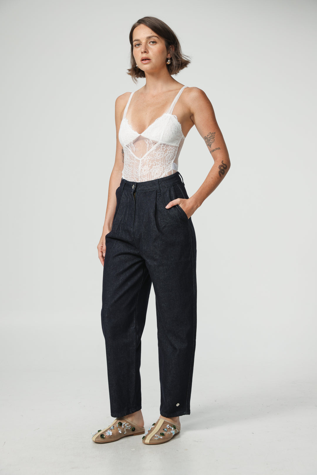 Skin White Lace Bodysuit