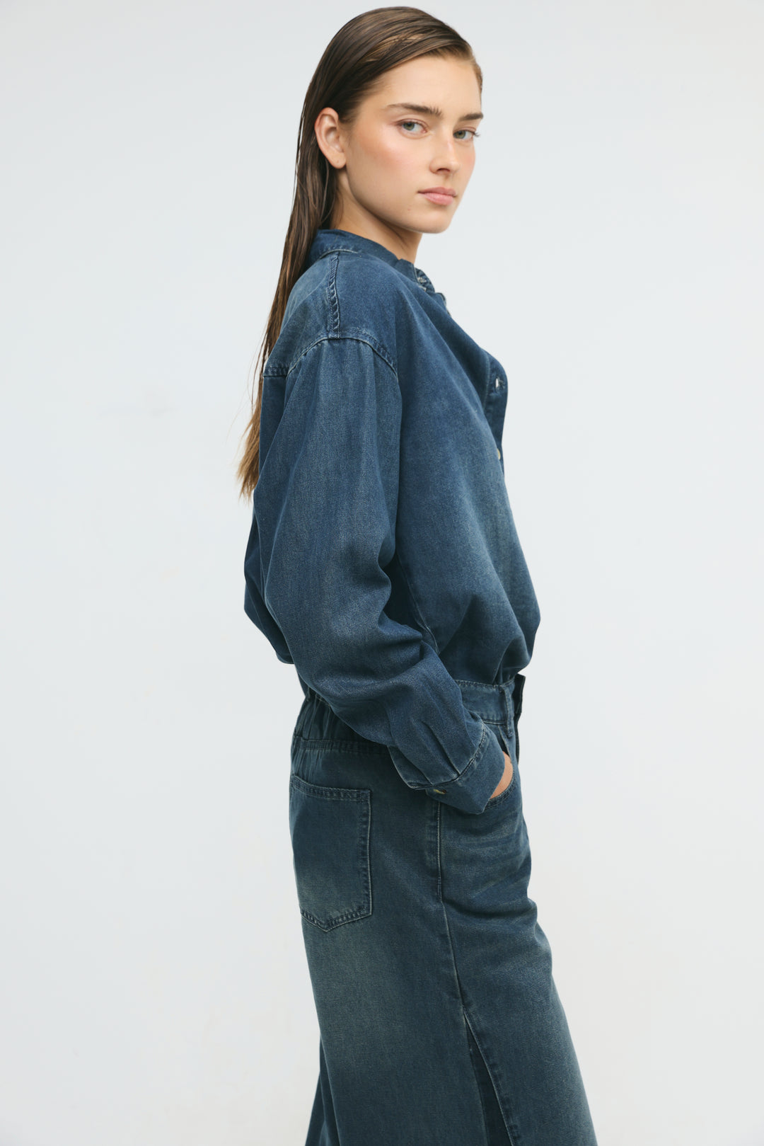 Honey Dark Blue Denim Shirt