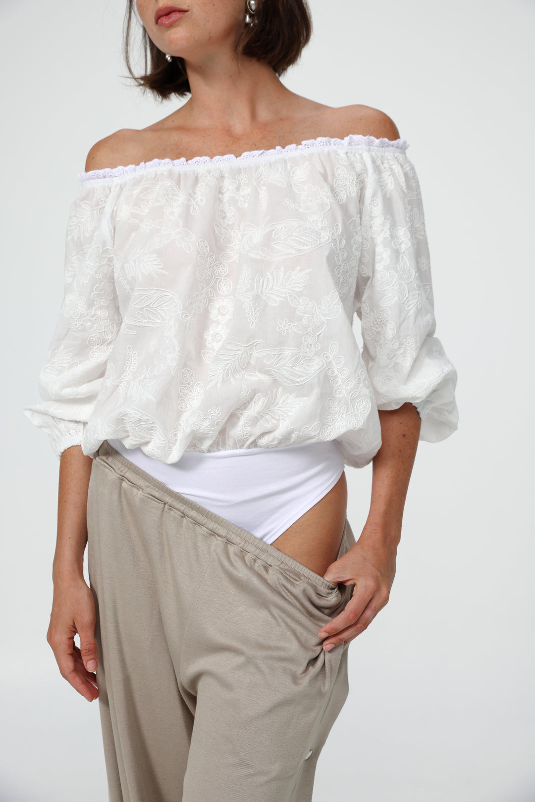 White Off-Shoulder Bodysuit