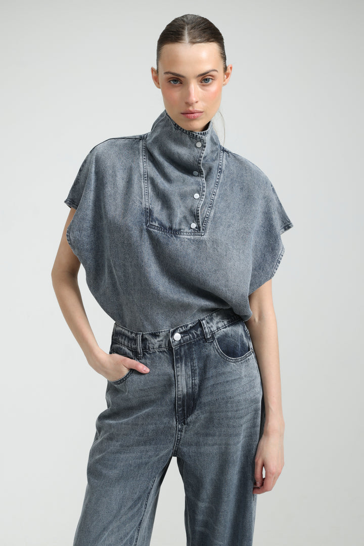 Amazed Light Blue Denim Polo