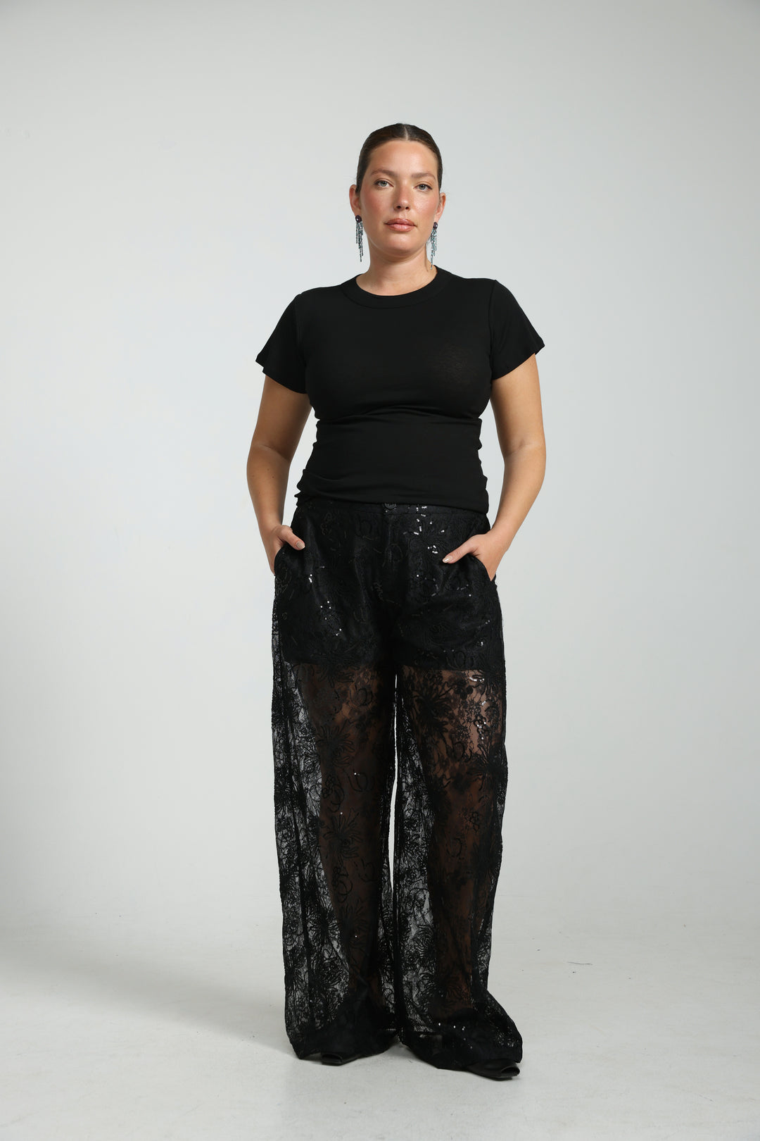 Lace&Sequin Black Bottoms