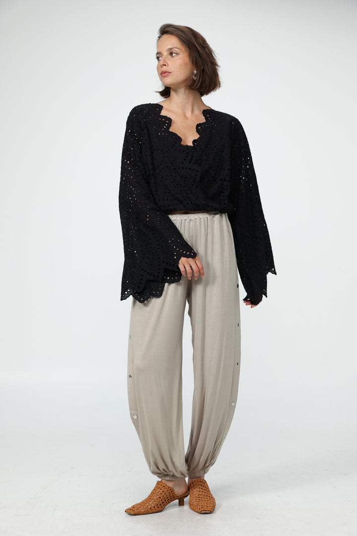 Eyelet Black Blouse
