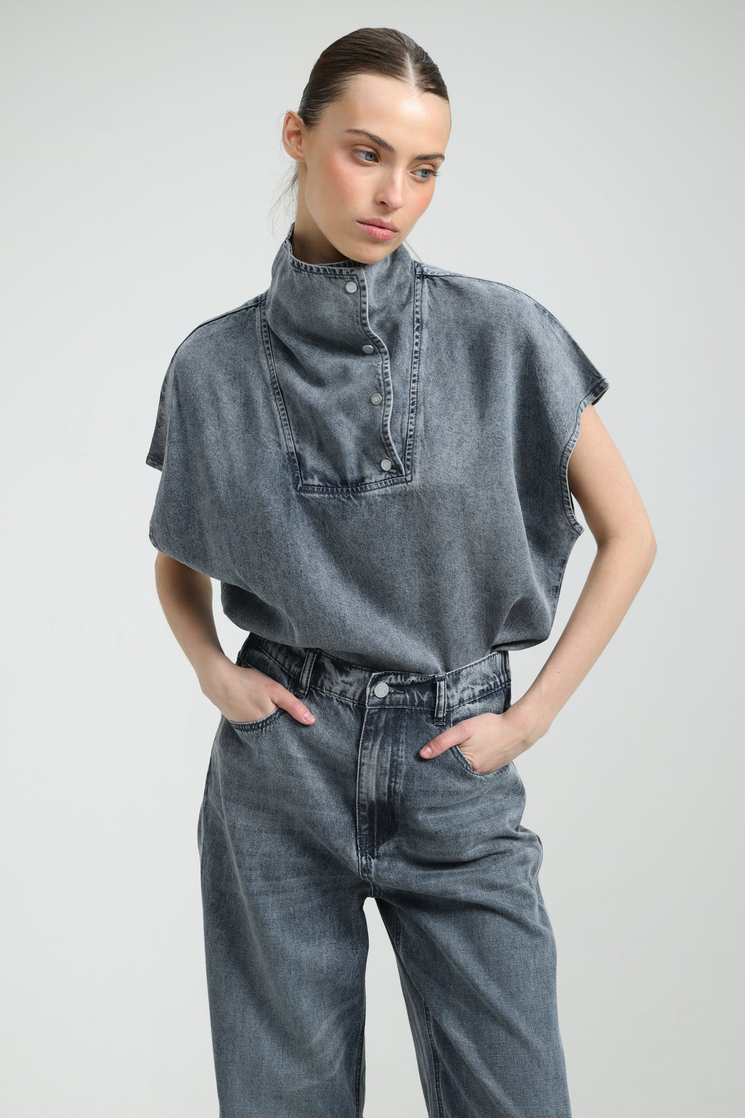Amazed Light Blue Denim Polo