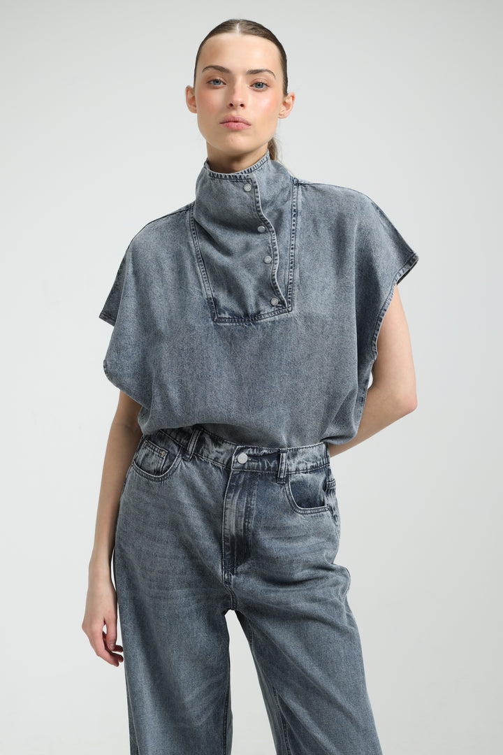 Amazed Light Blue Denim Polo