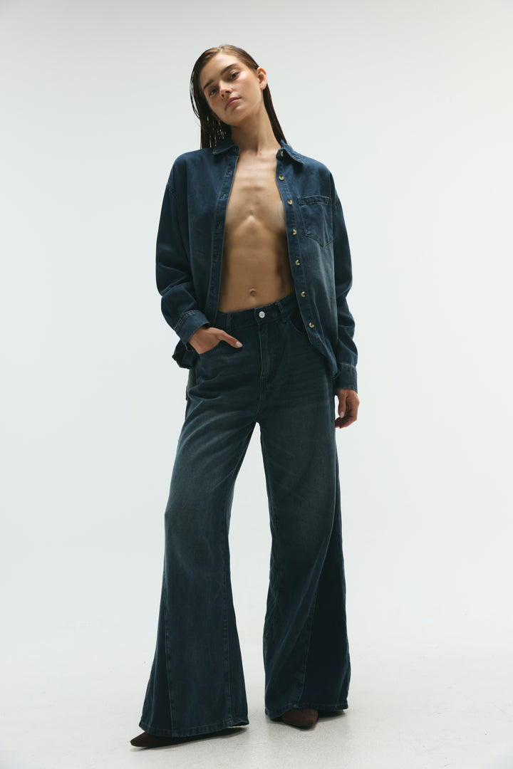 Honey Dark Blue Panel Denim