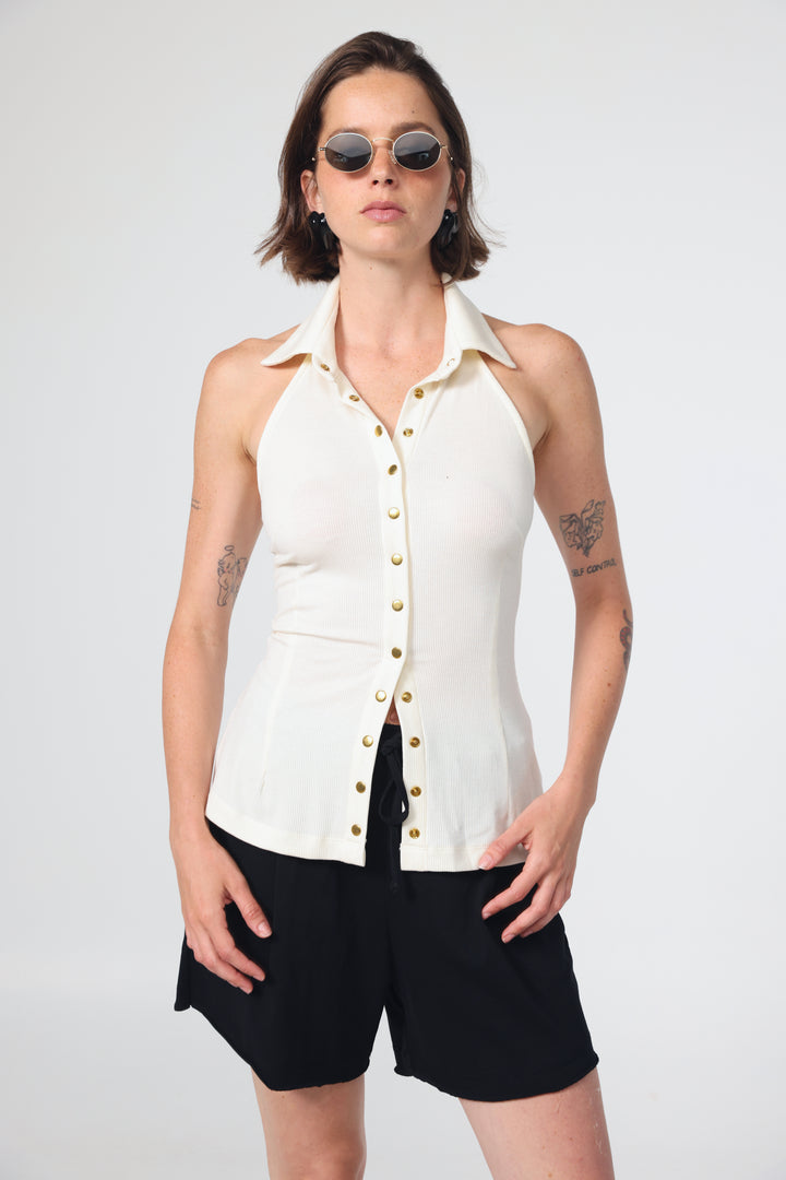 Took Cream Polo Tank