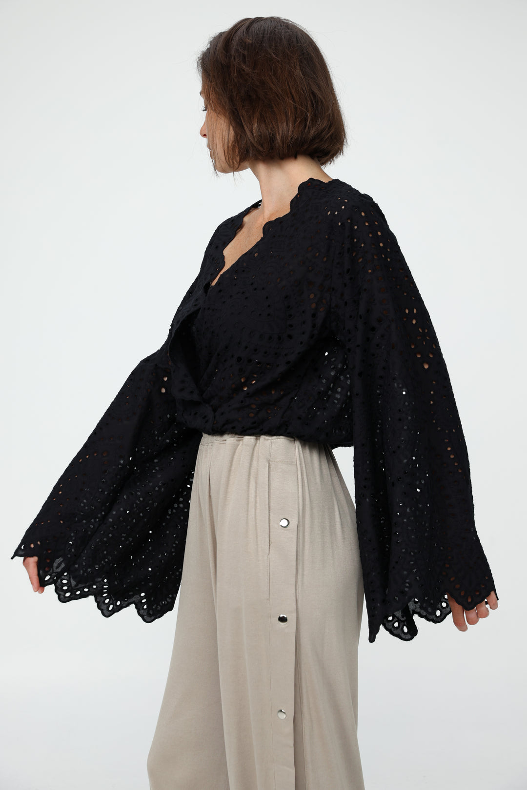 Eyelet Black Blouse