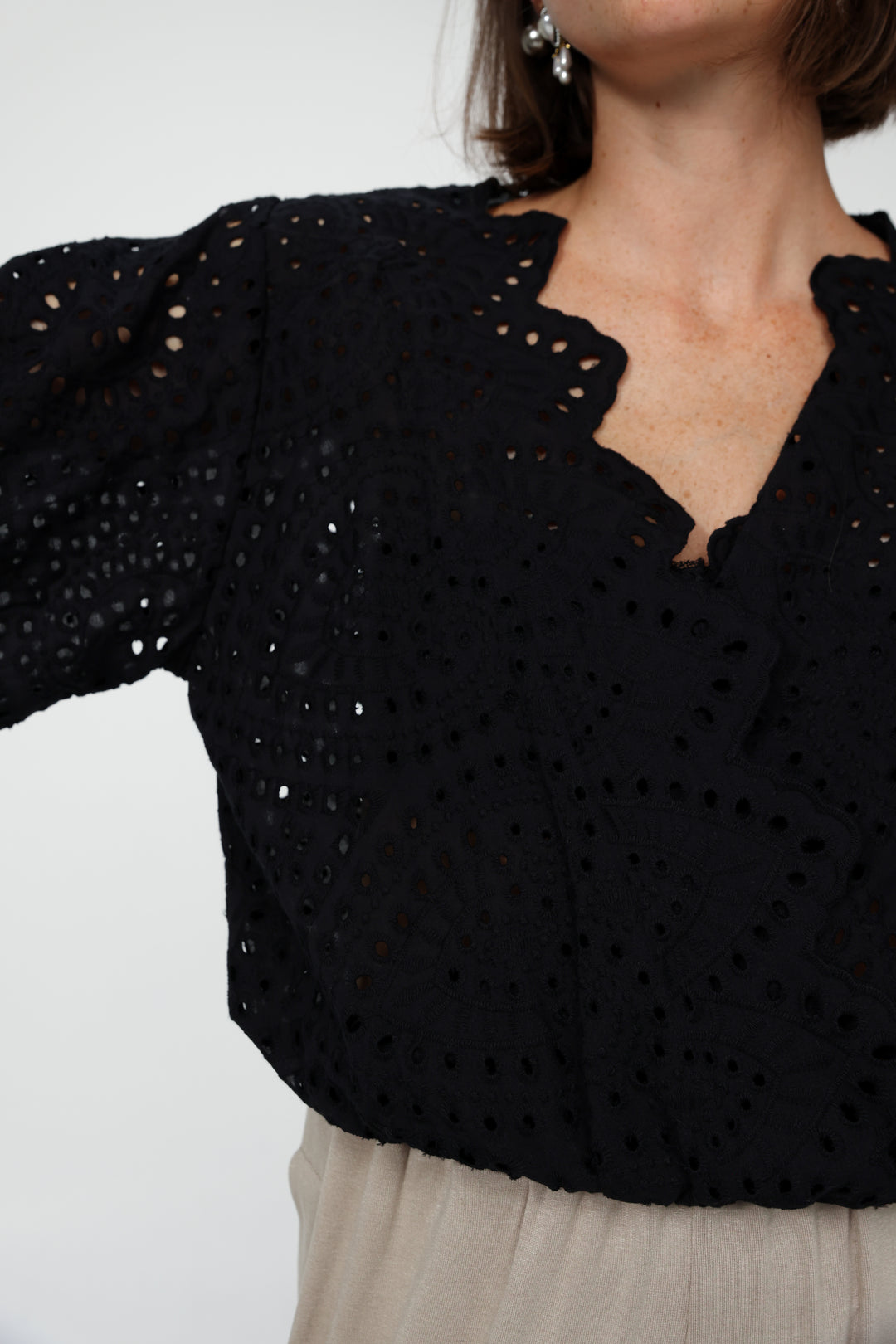 Eyelet Black Blouse