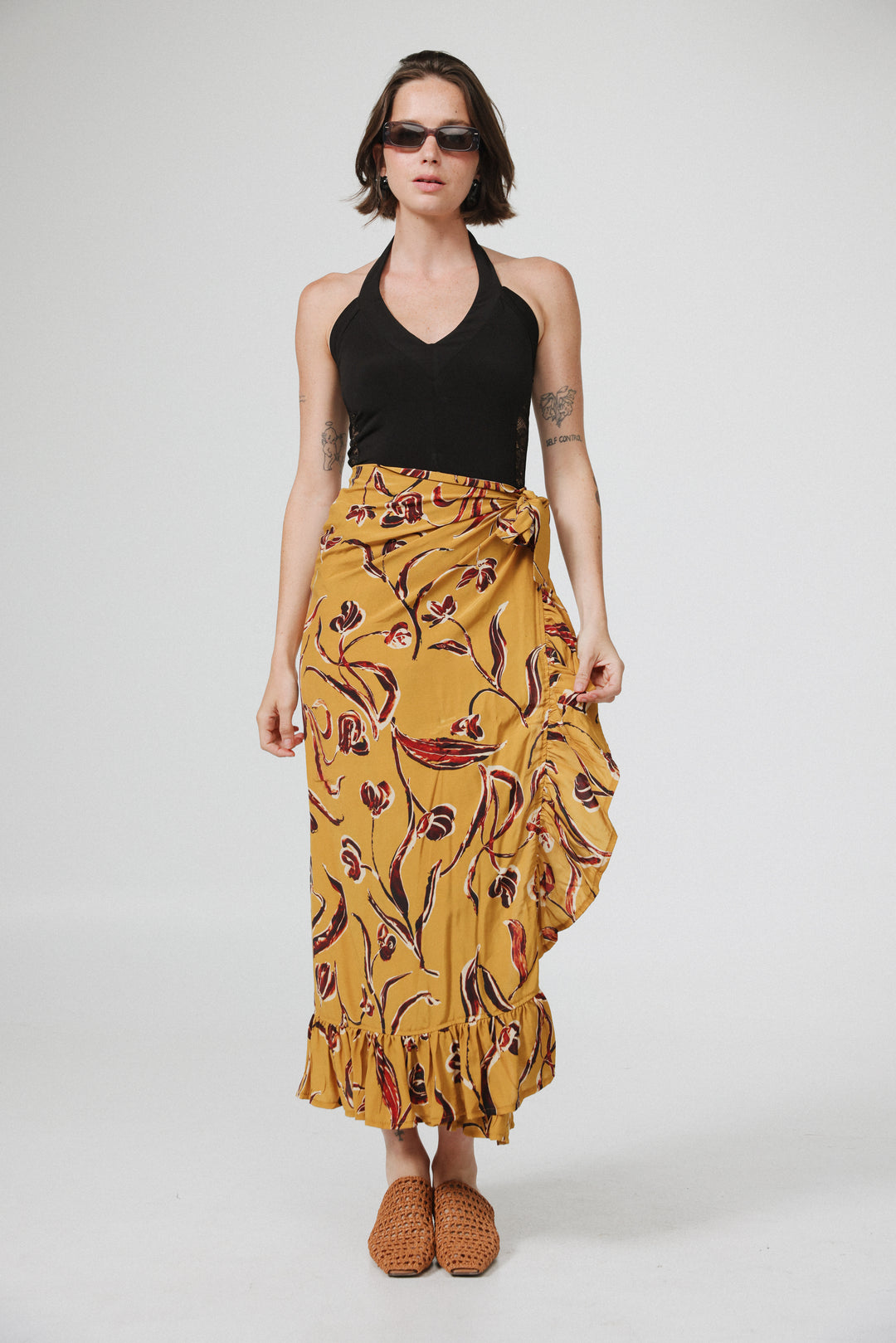 Peplum Floral Wrap Skirt