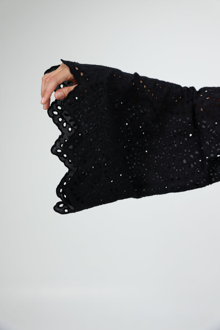 Eyelet Black Blouse