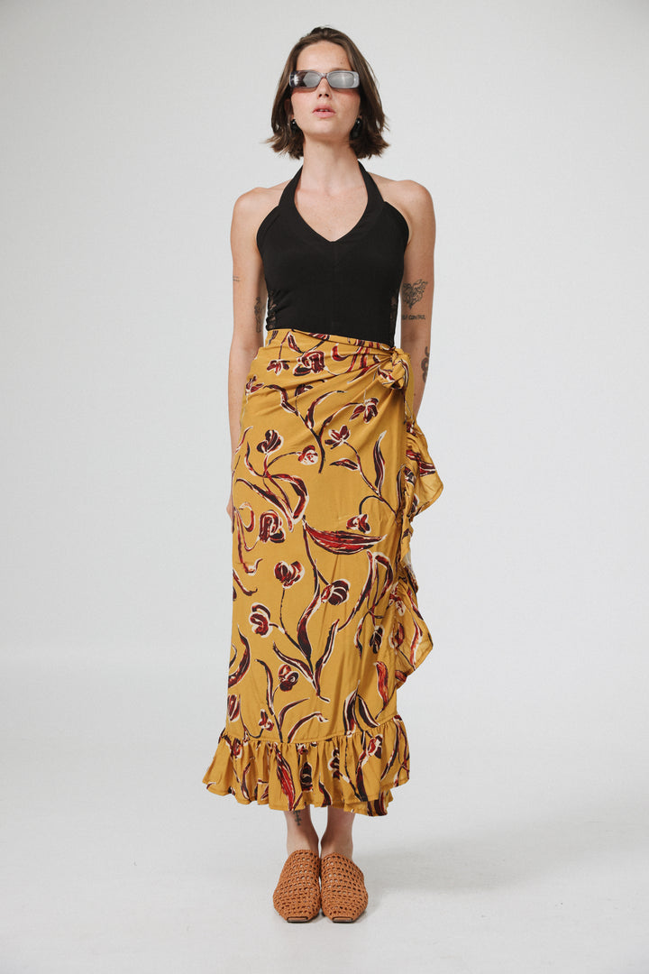 Peplum Floral Wrap Skirt