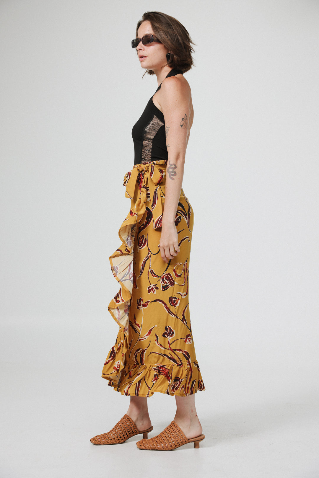 Peplum Floral Wrap Skirt
