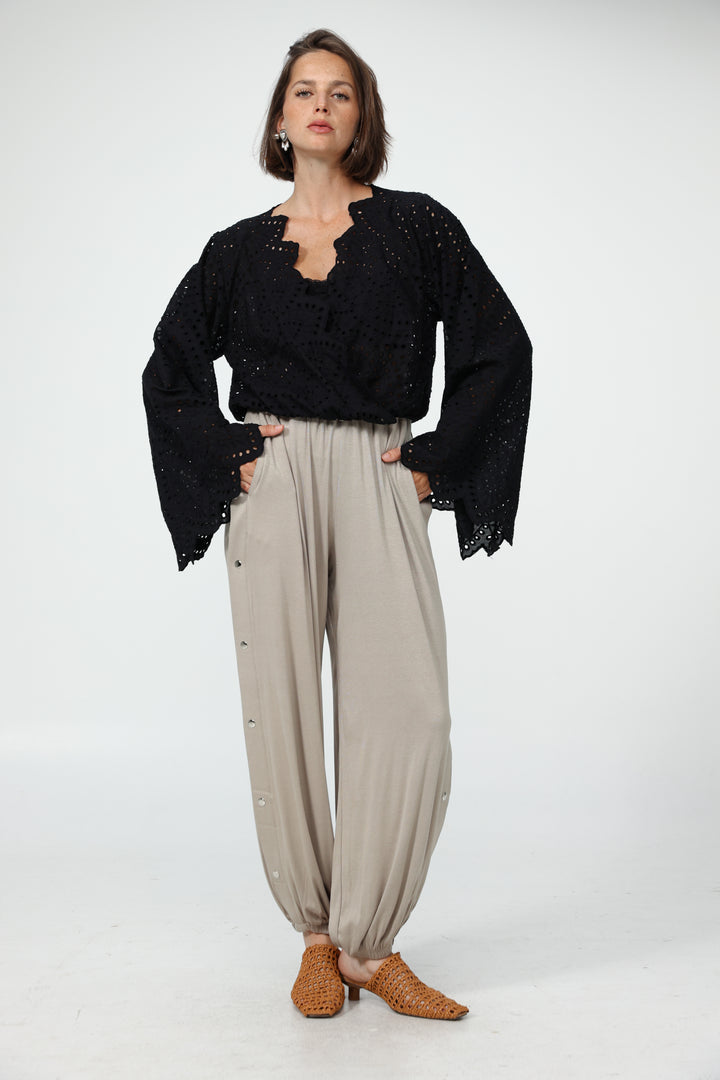 Eyelet Black Blouse