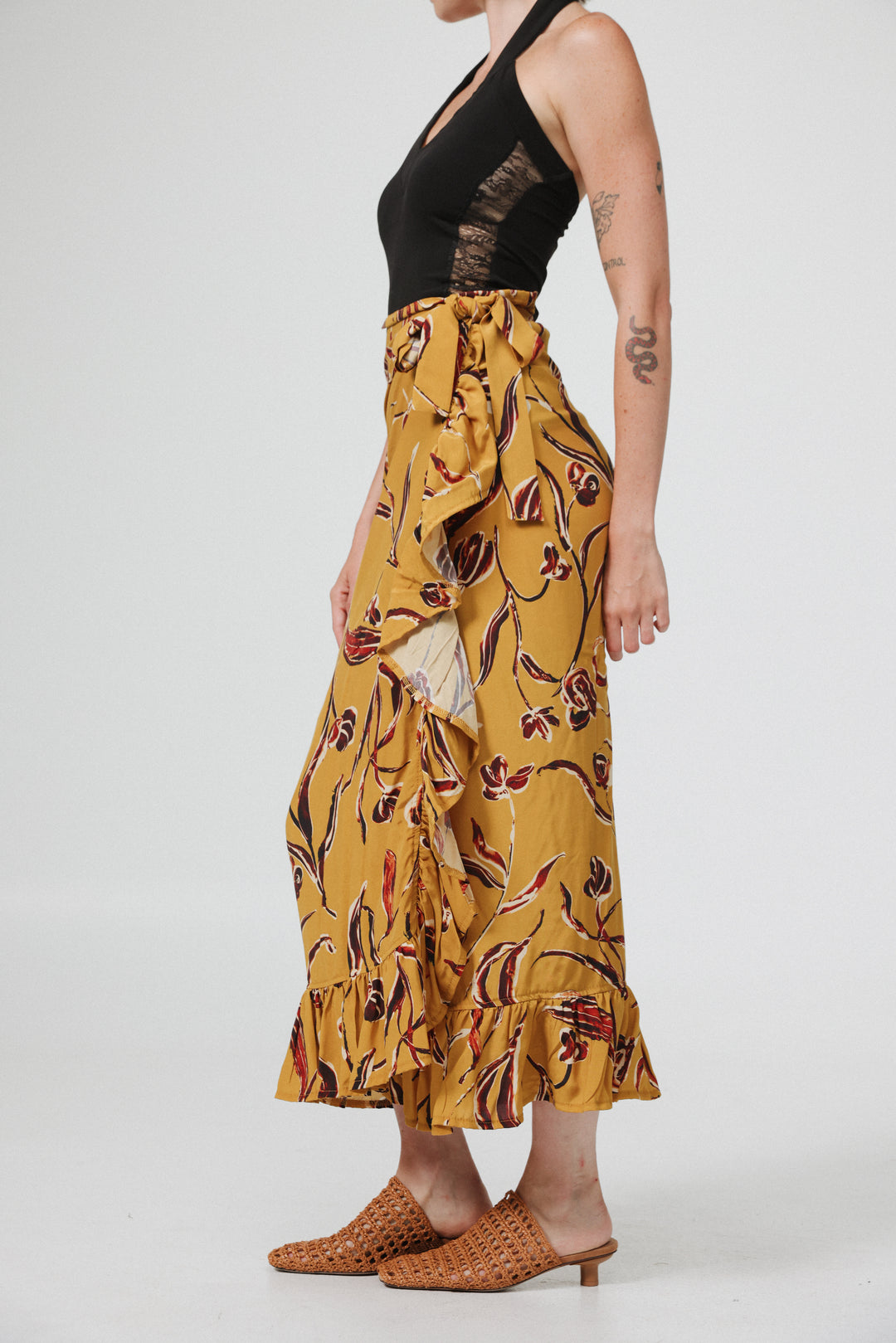 Peplum Floral Wrap Skirt