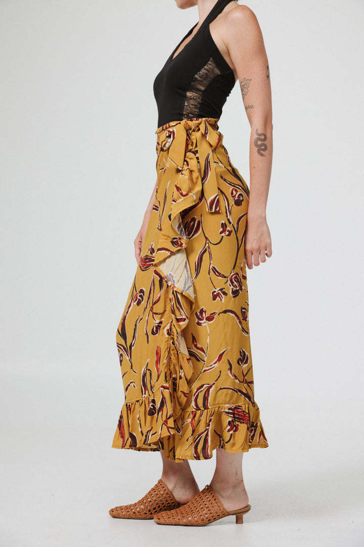 Peplum Floral Wrap Skirt