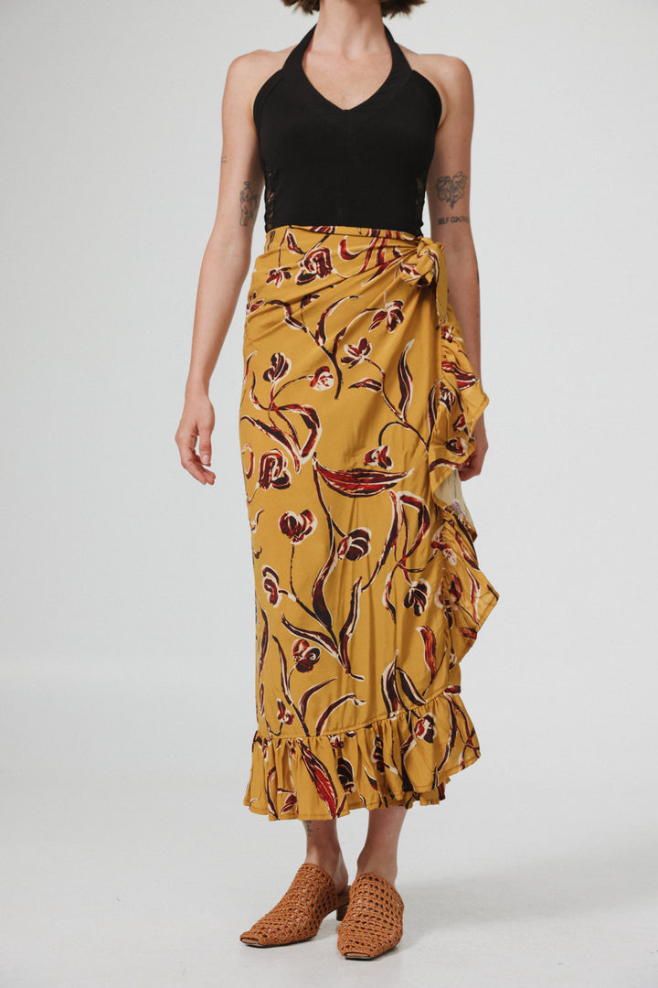 Peplum Floral Wrap Skirt