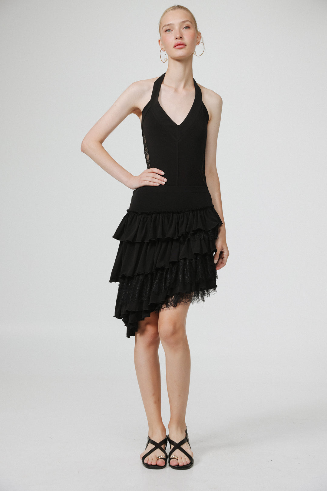 Asymmetric Black Mini Skirt