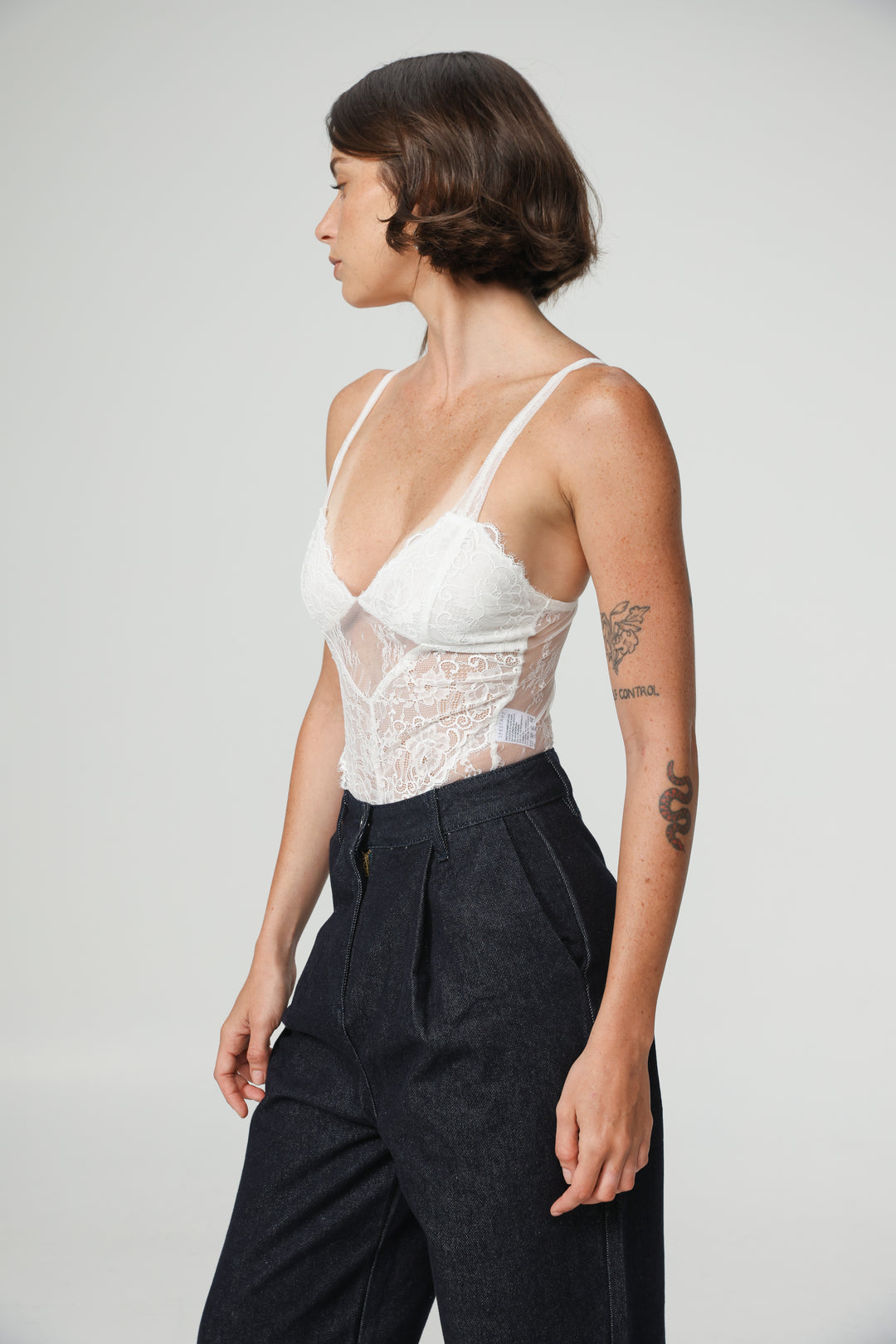 Skin White Lace Bodysuit
