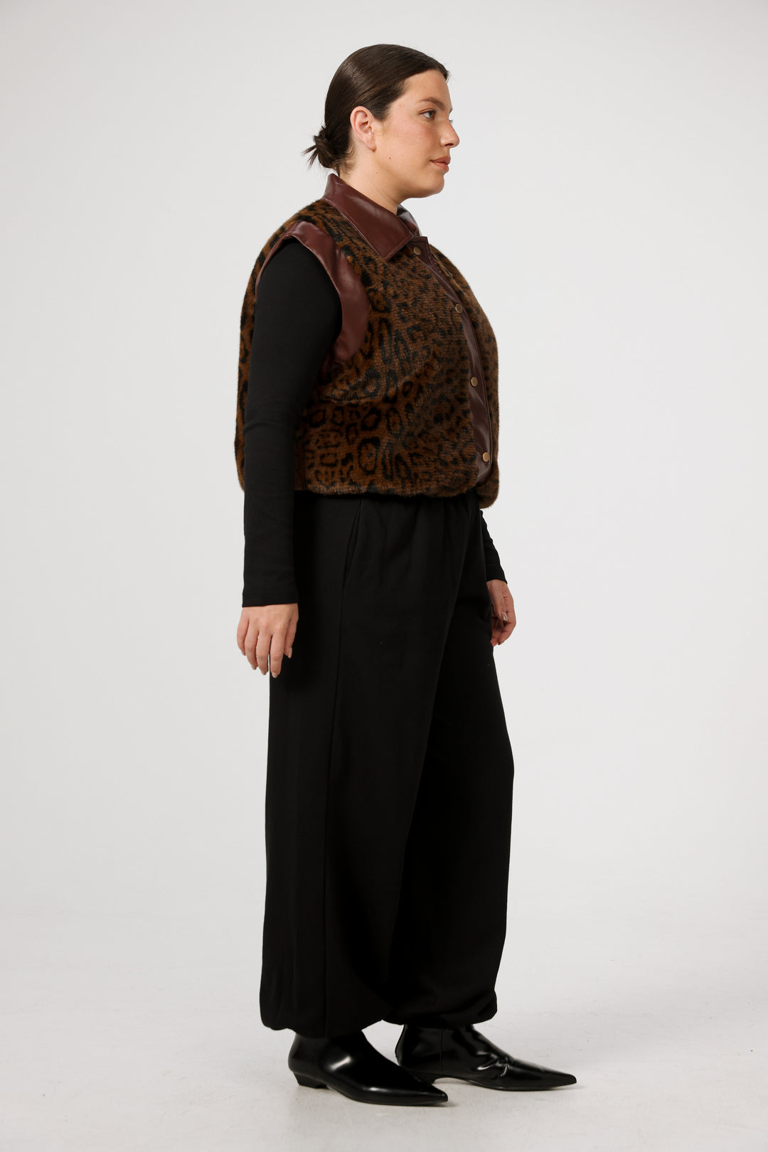וסט מנומר לאישה מידה לארג Fluffy Leopard Vest 
