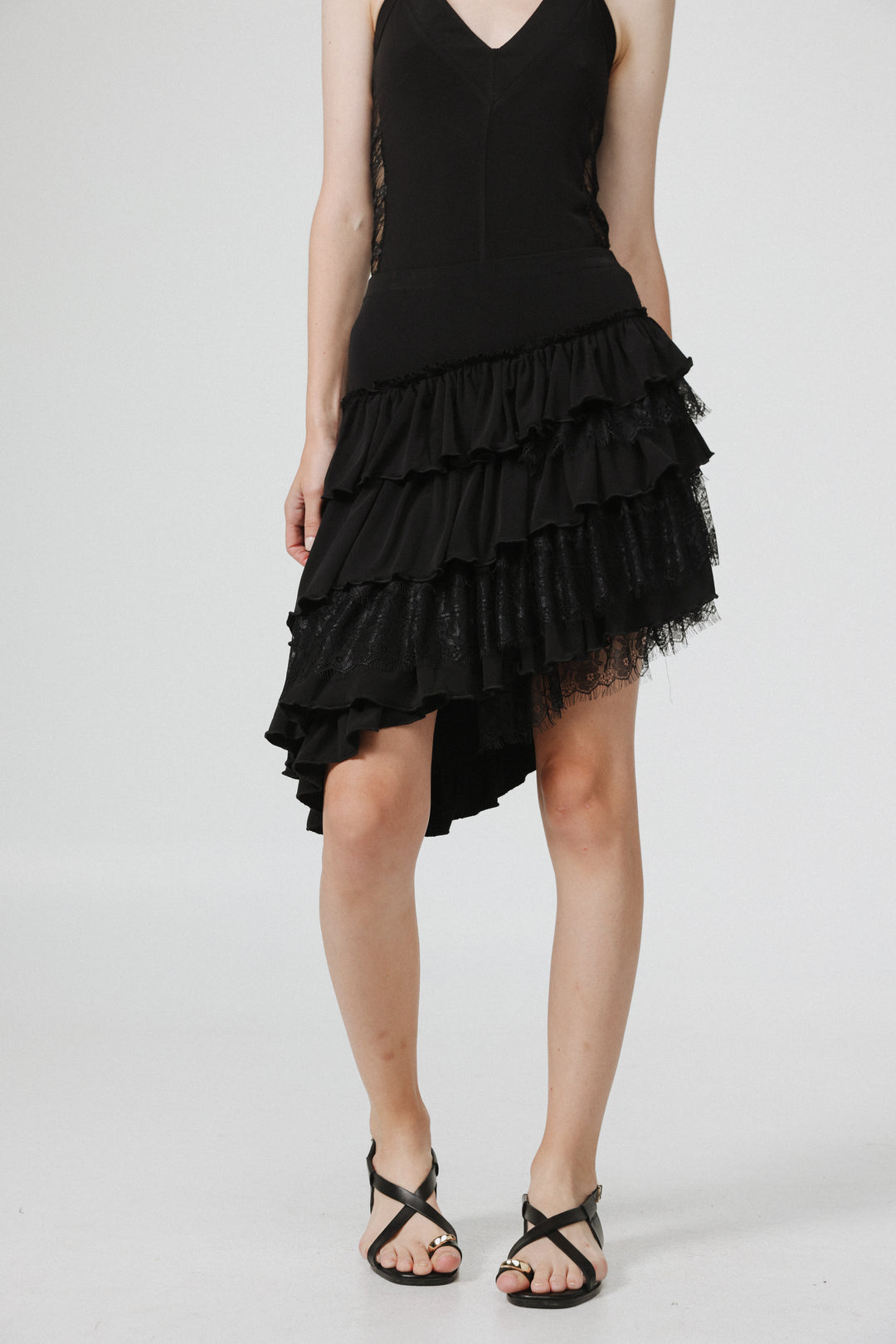 Asymmetric Black Mini Skirt
