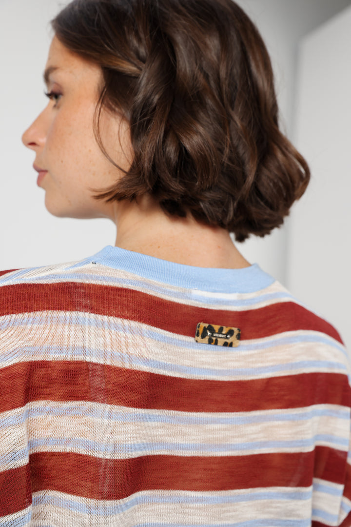 Tamuz Brown Striped Shirt