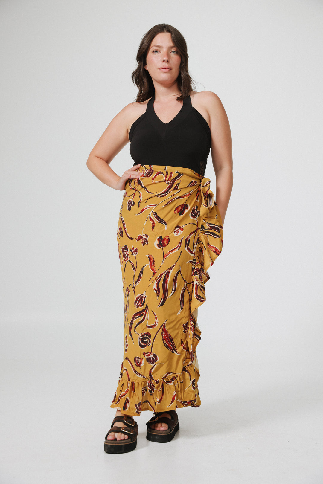 Peplum Floral Wrap Skirt