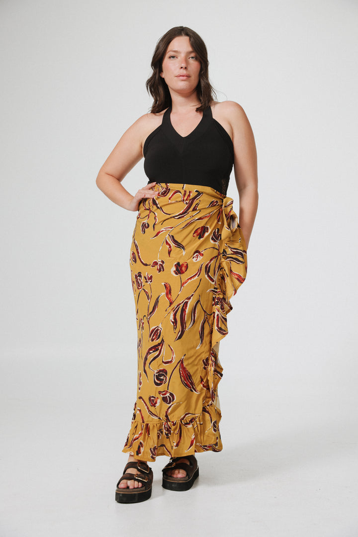 Peplum Floral Wrap Skirt
