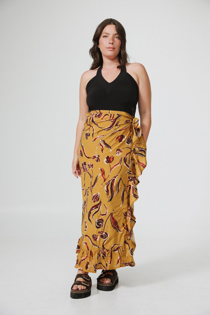 Peplum Floral Wrap Skirt