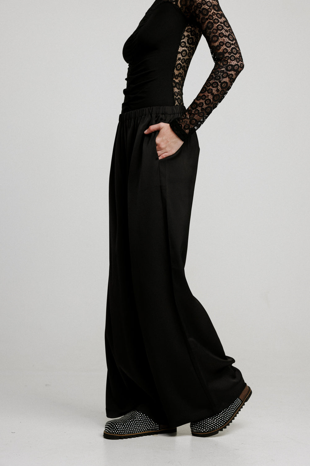 Flow Black Wide Leg Bottoms