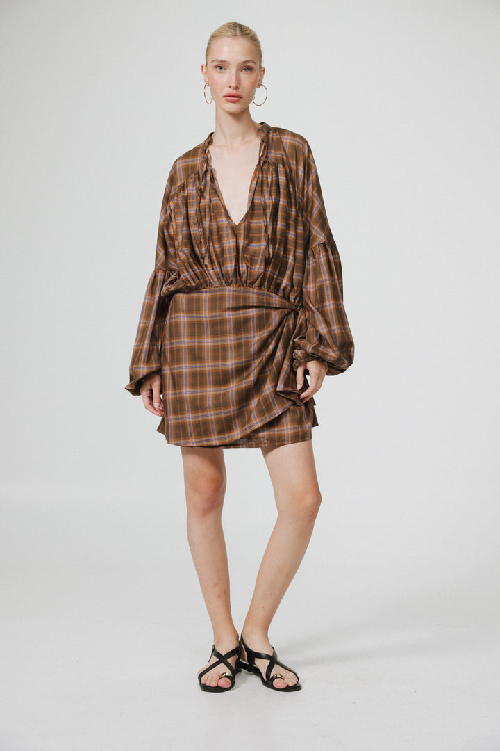 Remember Brown Checks Dress