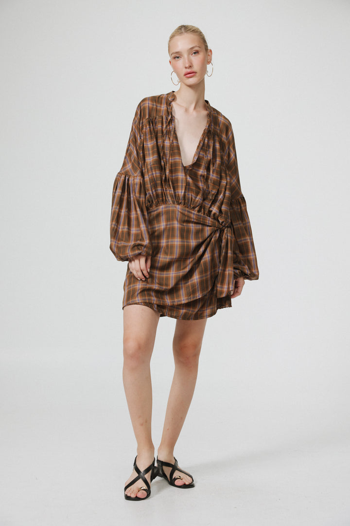 Remember Brown Checks Dress