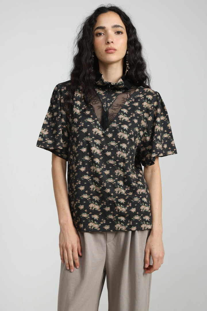 Adamon Floral Lace Polo