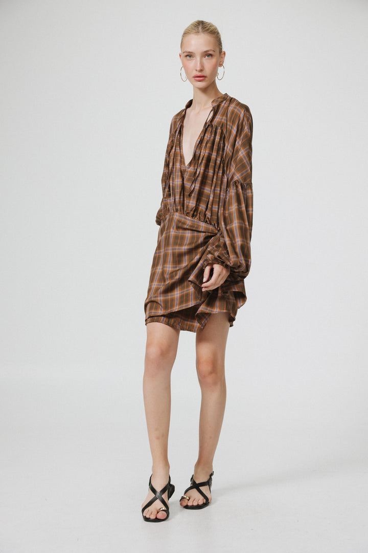 Remember Brown Checks Dress
