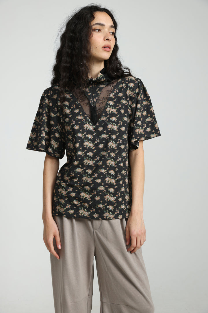 Adamon Floral Lace Polo
