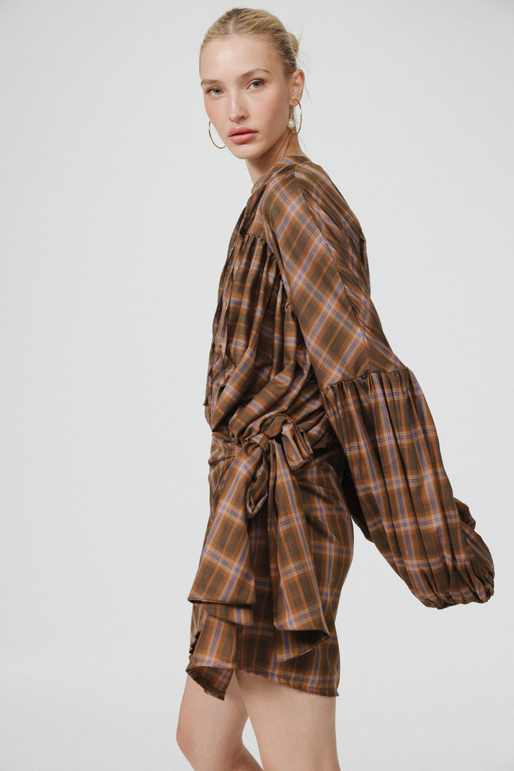 Remember Brown Checks Dress