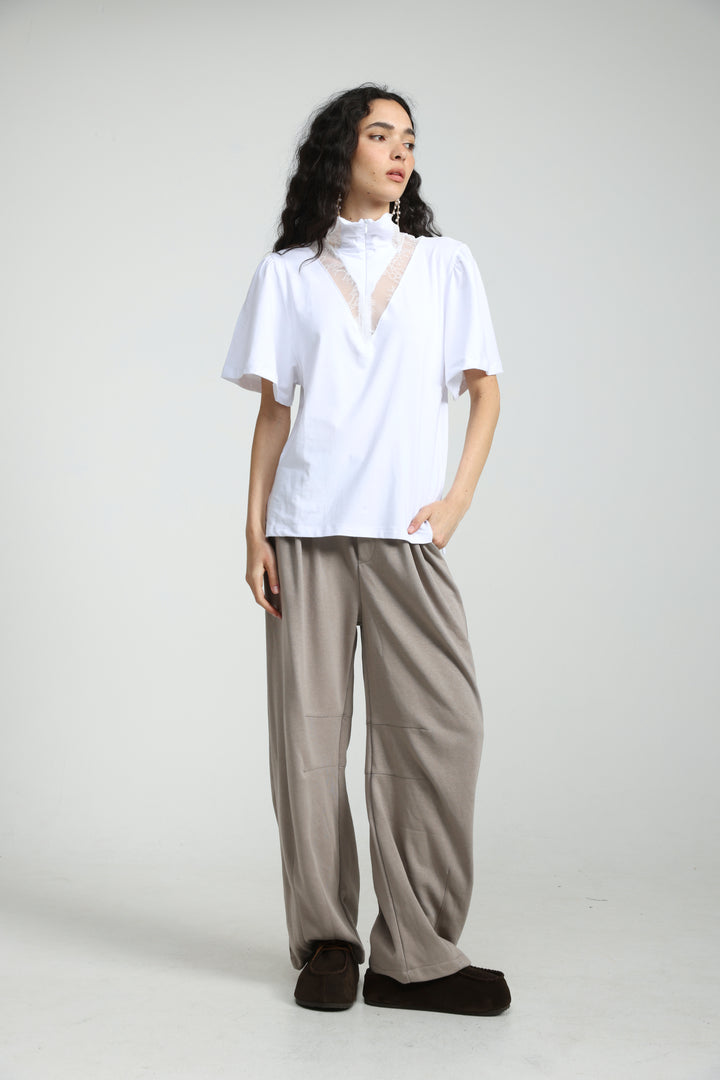 Adamon White Lace Polo