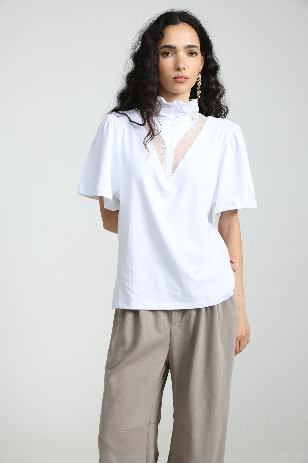 Adamon White Lace Polo