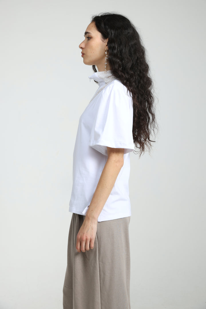 Adamon White Lace Polo