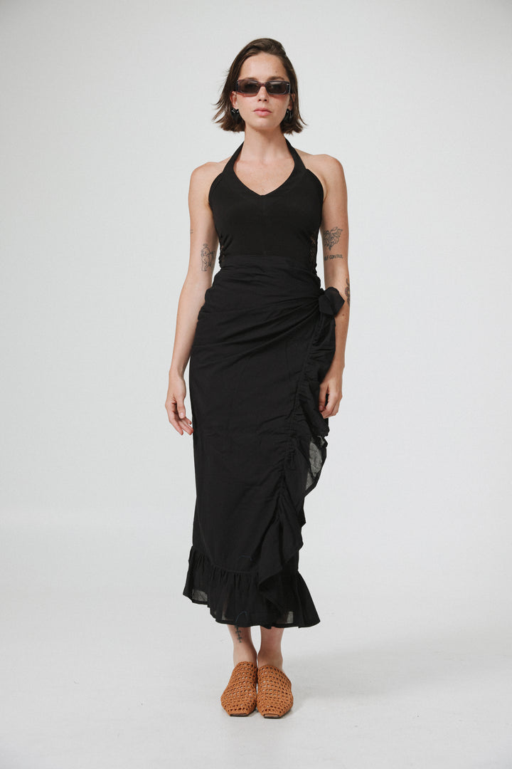 Peplum Black Wrap Skirt