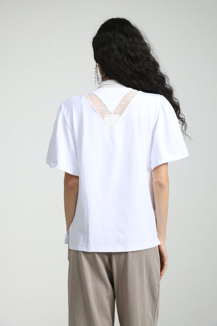 Adamon White Lace Polo