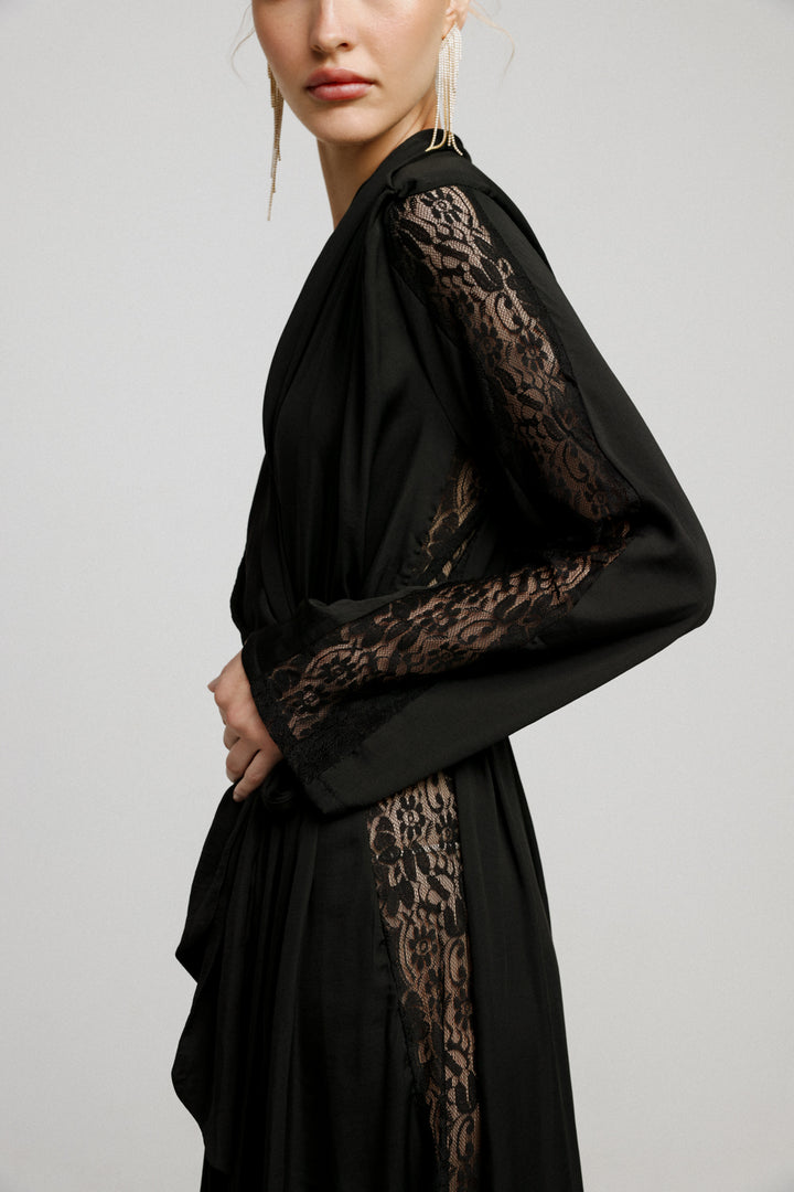 Wrap Black Lace Dress