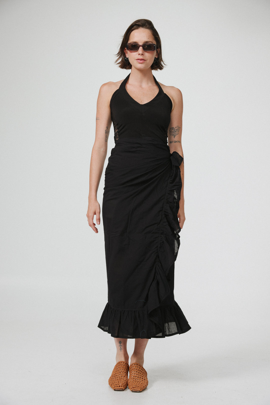 Peplum Black Wrap Skirt