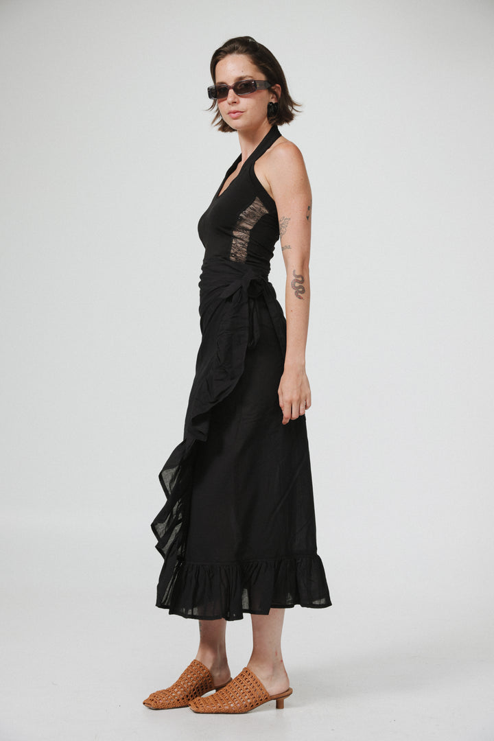 Peplum Black Wrap Skirt