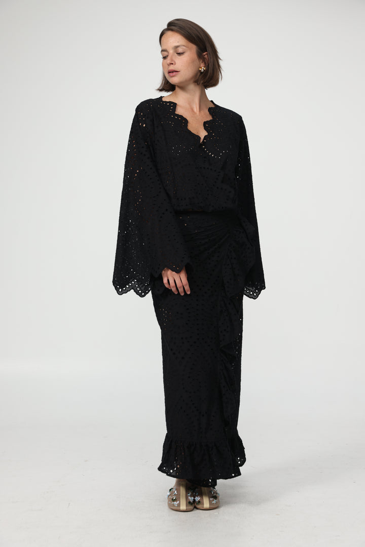 Eyelet Black Blouse