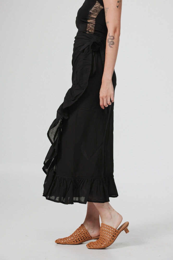 Peplum Black Wrap Skirt