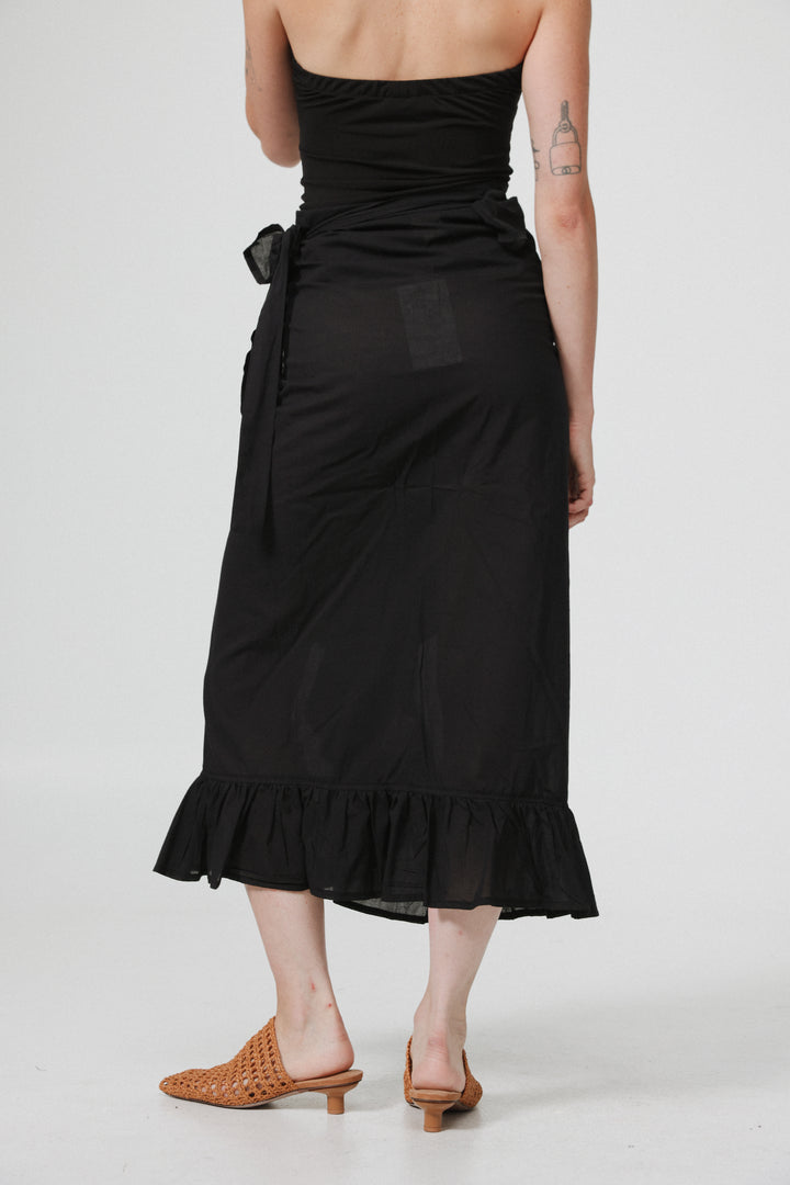 Peplum Black Wrap Skirt