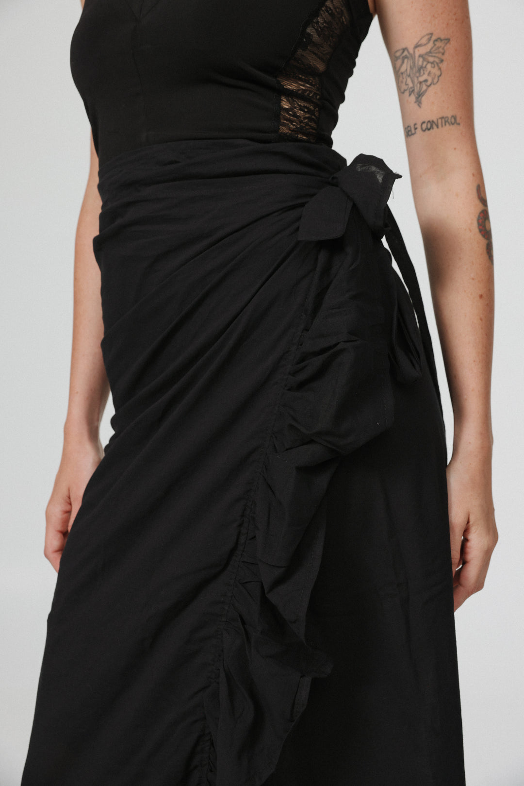 Peplum Black Wrap Skirt
