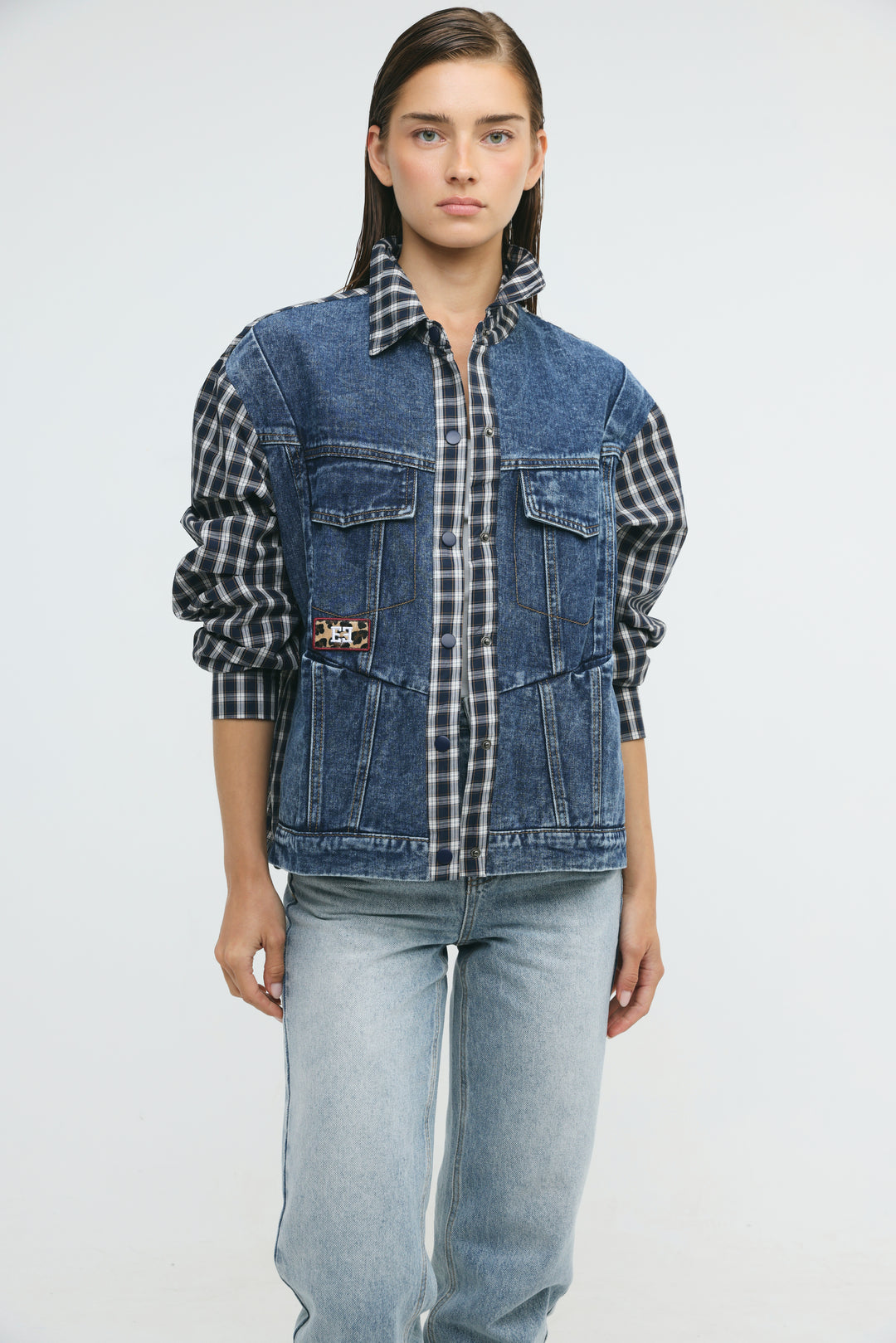 Plaid & Denim Blue Jacket